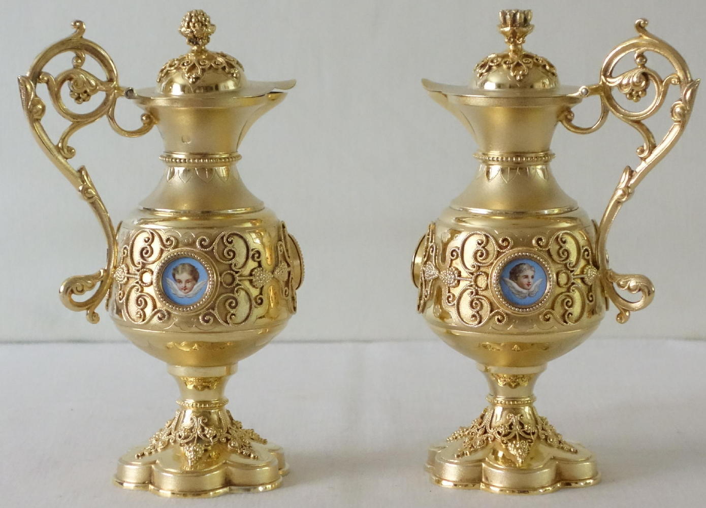 Ref 7434. Antique French Pontifical Silver Gilt Cruets.